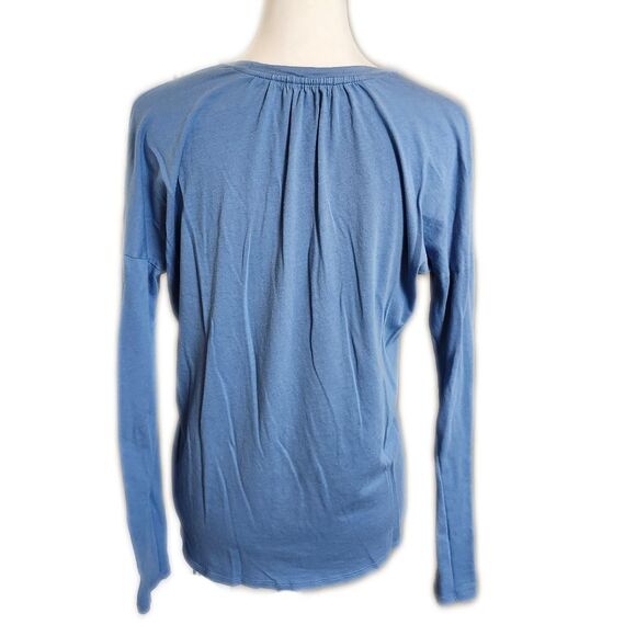 GAP Soft V-neck Long Sleeved Tee T-shirt In "Bright Blue", Medium - Picture 3 of 6
